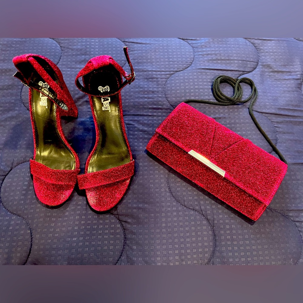 Brash Women’s Chunky Heel Sandal & Handbag Purse Bundle Set Size 8.5 Pink/Purple